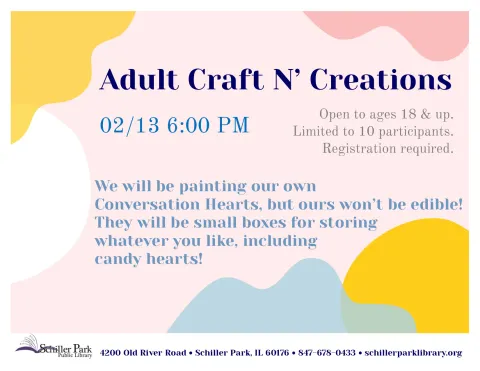 Adult Craft N' Creations Flyer.