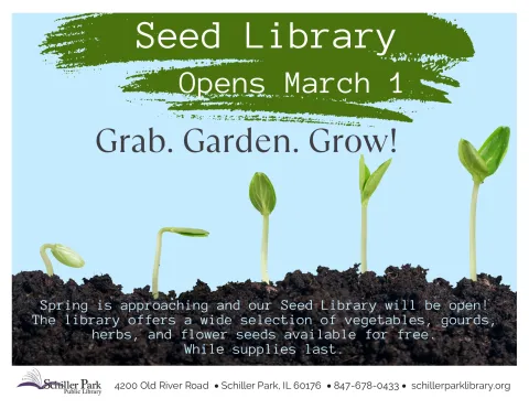 An image of a seed sprout. Seed Library Flyer.