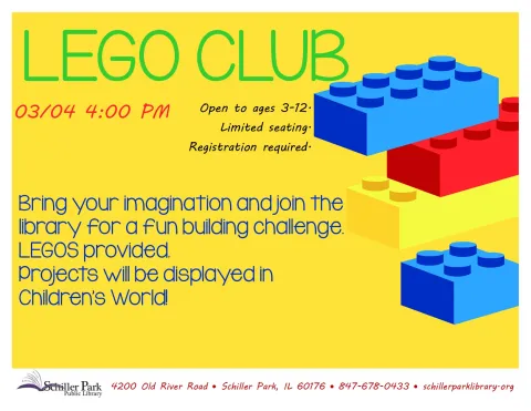 An image of Lego pieces. Lego Club Flyer.