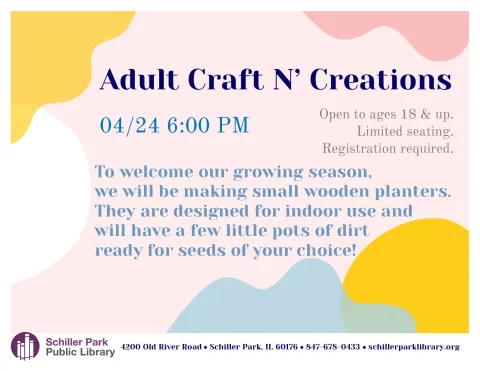 Adult Craft N’ Creations Flyer.