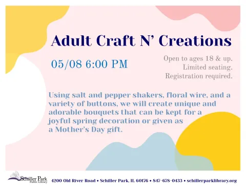 Adult Craft N’ Creations Flyer.