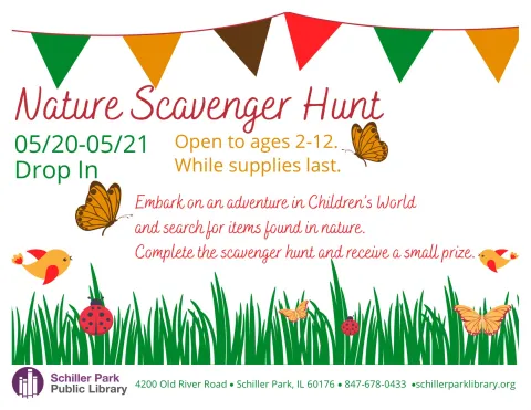 Clipart of butterflies. Nature Scavenger Hunt Flyer.