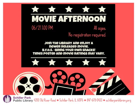 Movie film and movie clapboard. Movie Afternoon Flyer.