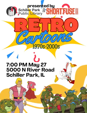 Clip art of Super Heroes. Library Trivia Night Flyer.