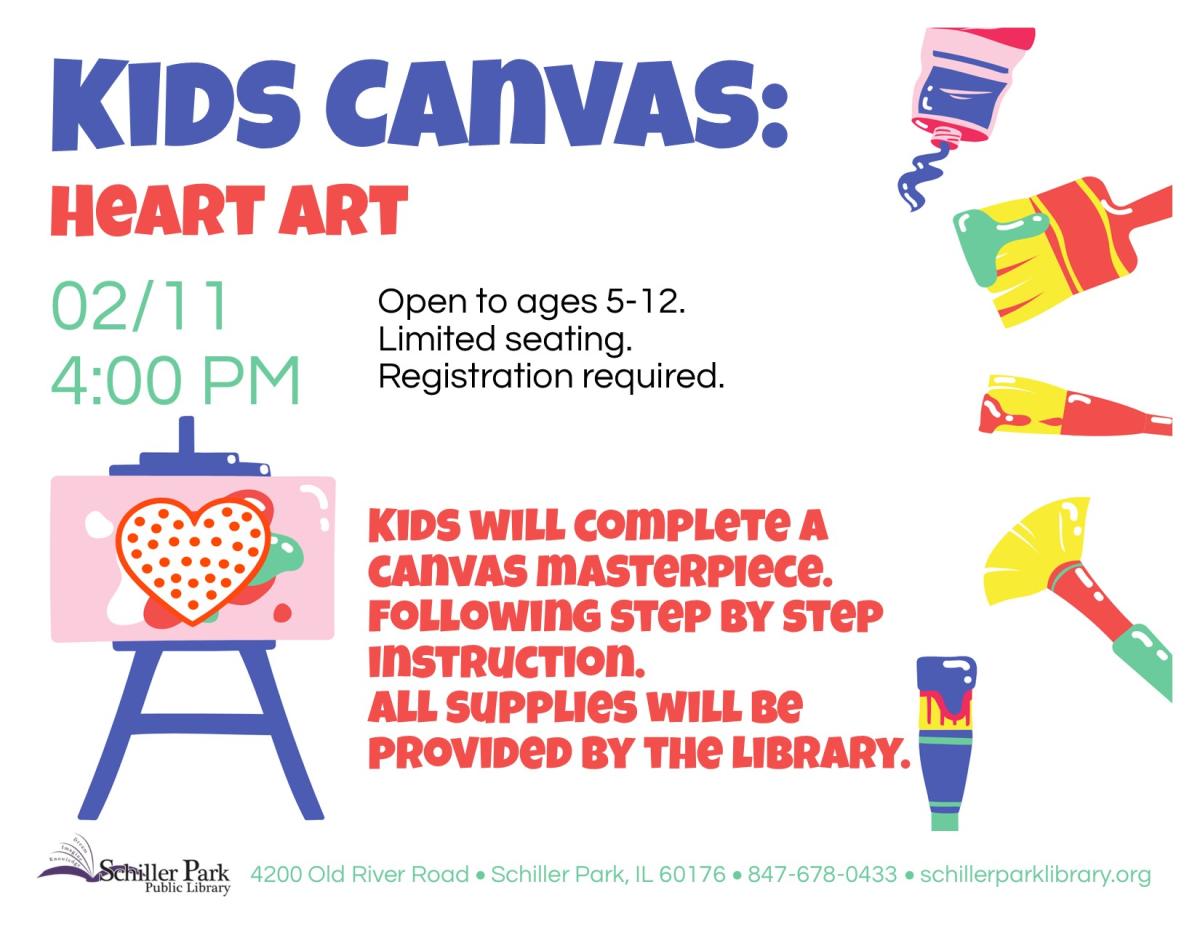 An image of canvas and paintbrushes. Kids Canvas Flyer.