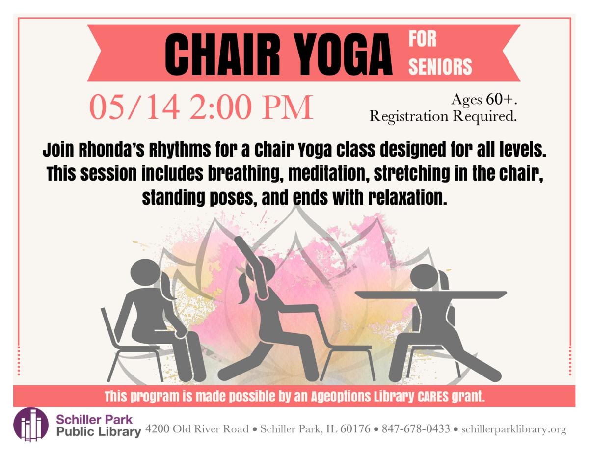 Clipart images of stick figures doing chair yoga. Chair Yoga Flyer. 