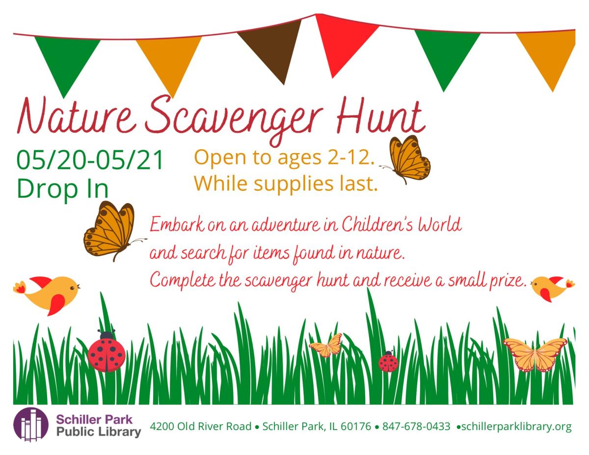 Clipart of butterflies. Nature Scavenger Hunt Flyer.